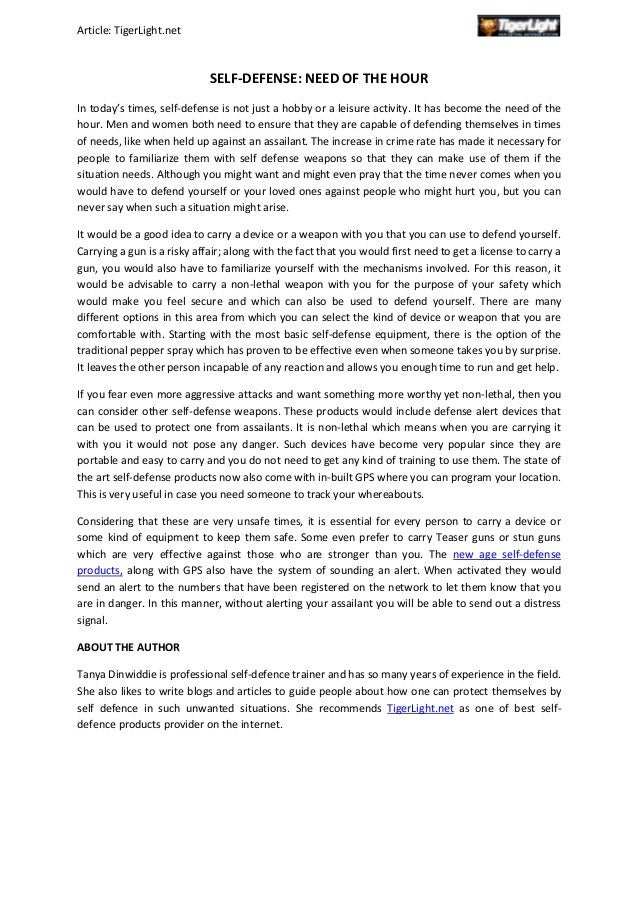 need of self defence for students essay writing Self defense essays